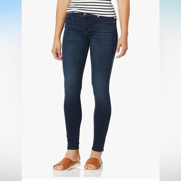 7 For All Mankind Gwenevere Mid Rise Skinny Jeans Size 27 Dark Wash Blue - Picture 1 of 7